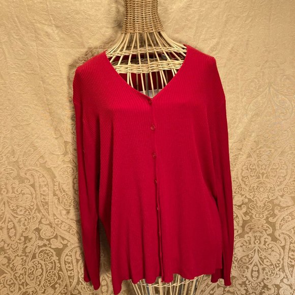 SAG HARBOR RED KNIT LONG SLEEVE SWEATER CARDIGAN SIZE XL - Picture 6 of 6